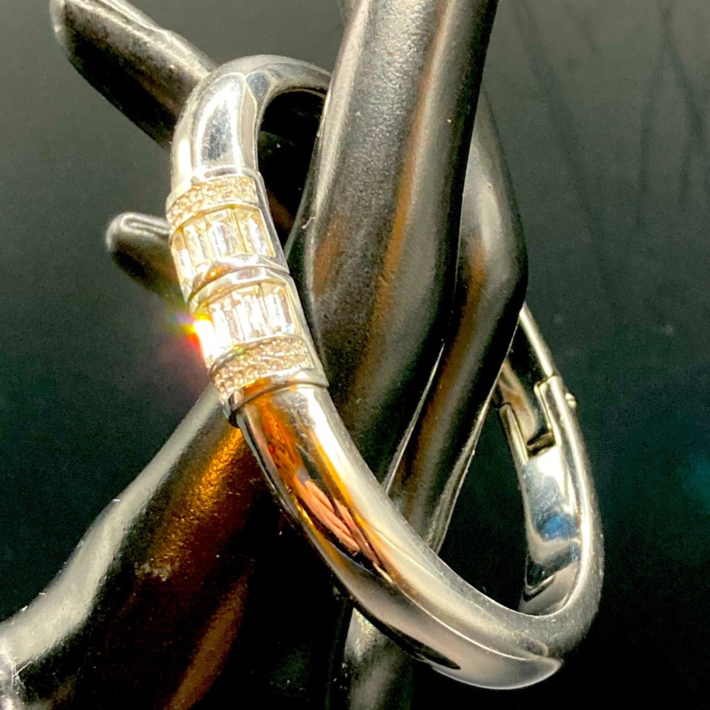 Michael Kors Silver Tone Bracelet With Baguette Rhinestones